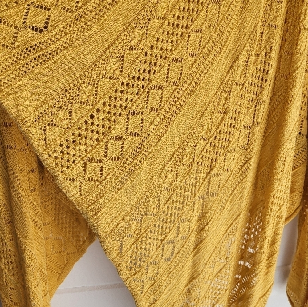 Torrid Yellow Pointelle Drape Open Front Cardigan… - image 5